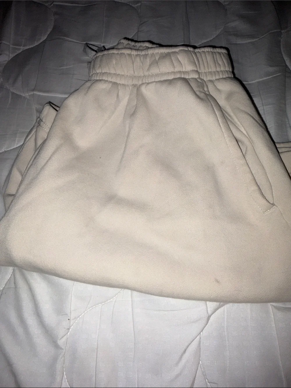 Nike Beige Mens Athletic Shorts with White Swoosh